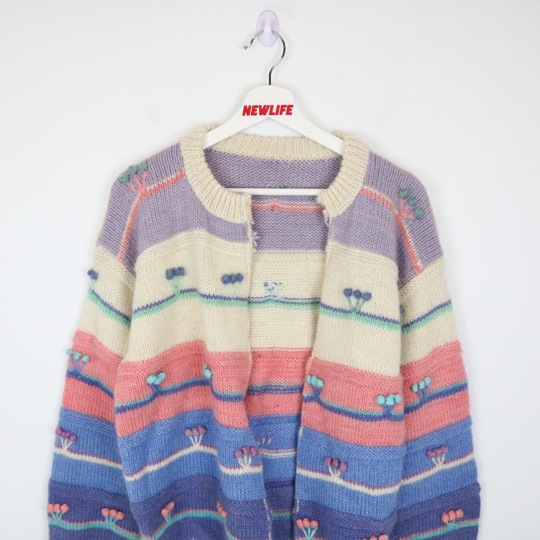 Vintage Striped Flower Knit Cardigan - S-NEWLIFE Clothing