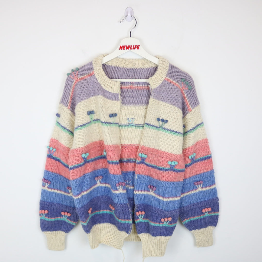 Vintage Striped Flower Knit Cardigan - S-NEWLIFE Clothing