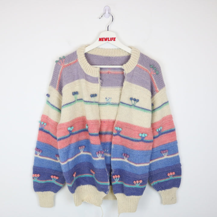 Vintage Striped Flower Knit Cardigan - S-NEWLIFE Clothing