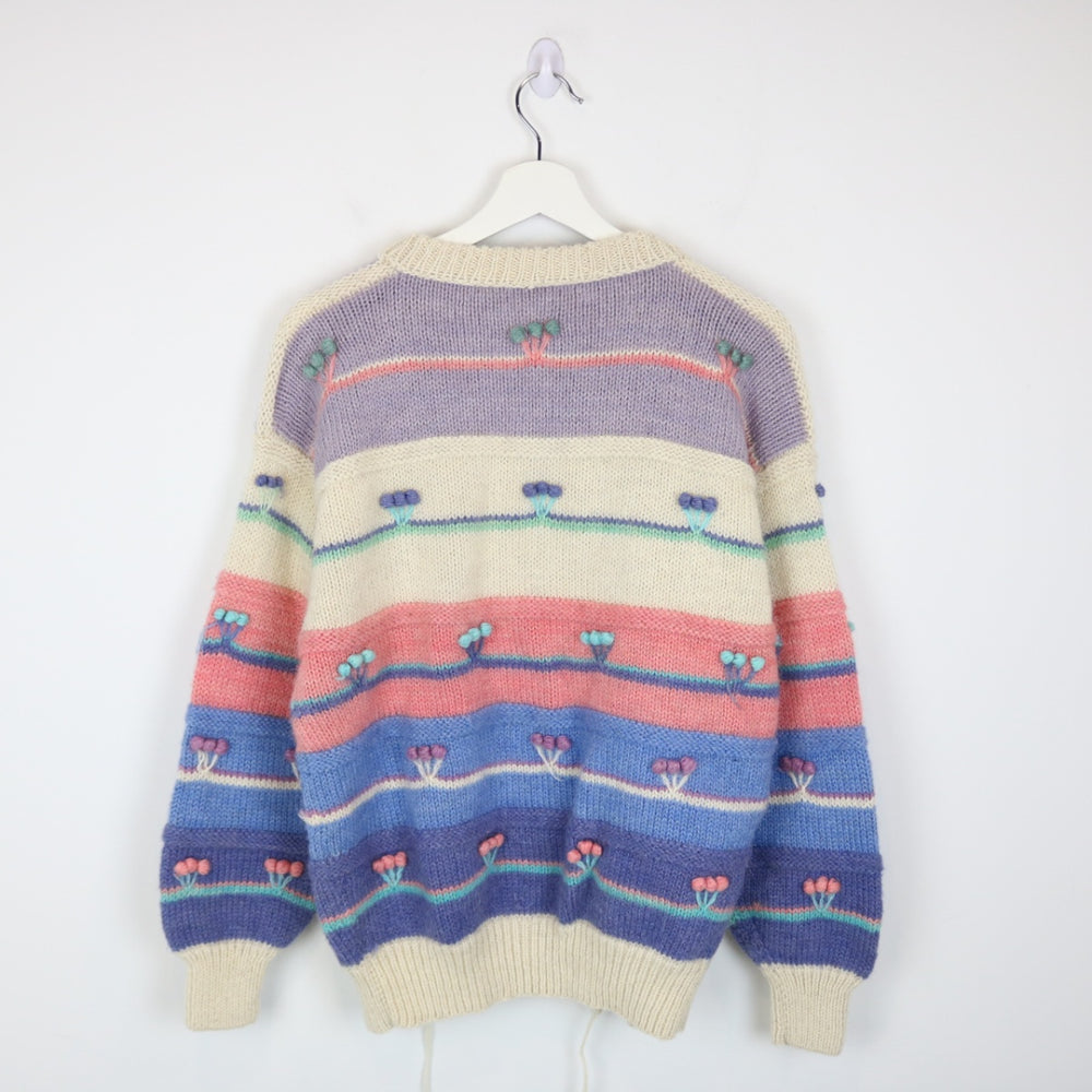 Vintage Striped Flower Knit Cardigan - S-NEWLIFE Clothing