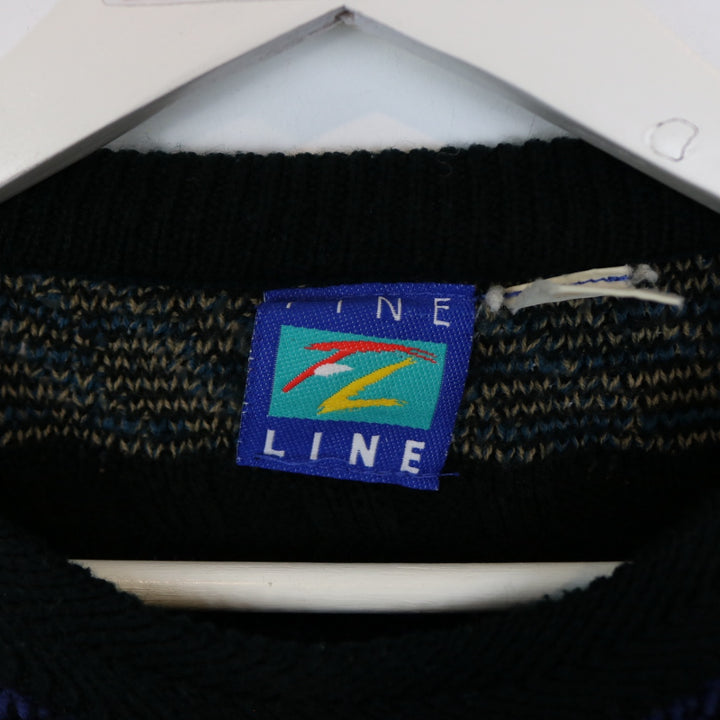Vintage 90's Fine Line Patterned Knit Sweater - XL-NEWLIFE Clothing