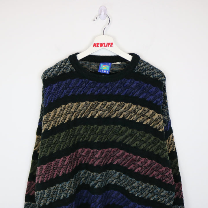 Vintage 90's Fine Line Patterned Knit Sweater - XL-NEWLIFE Clothing