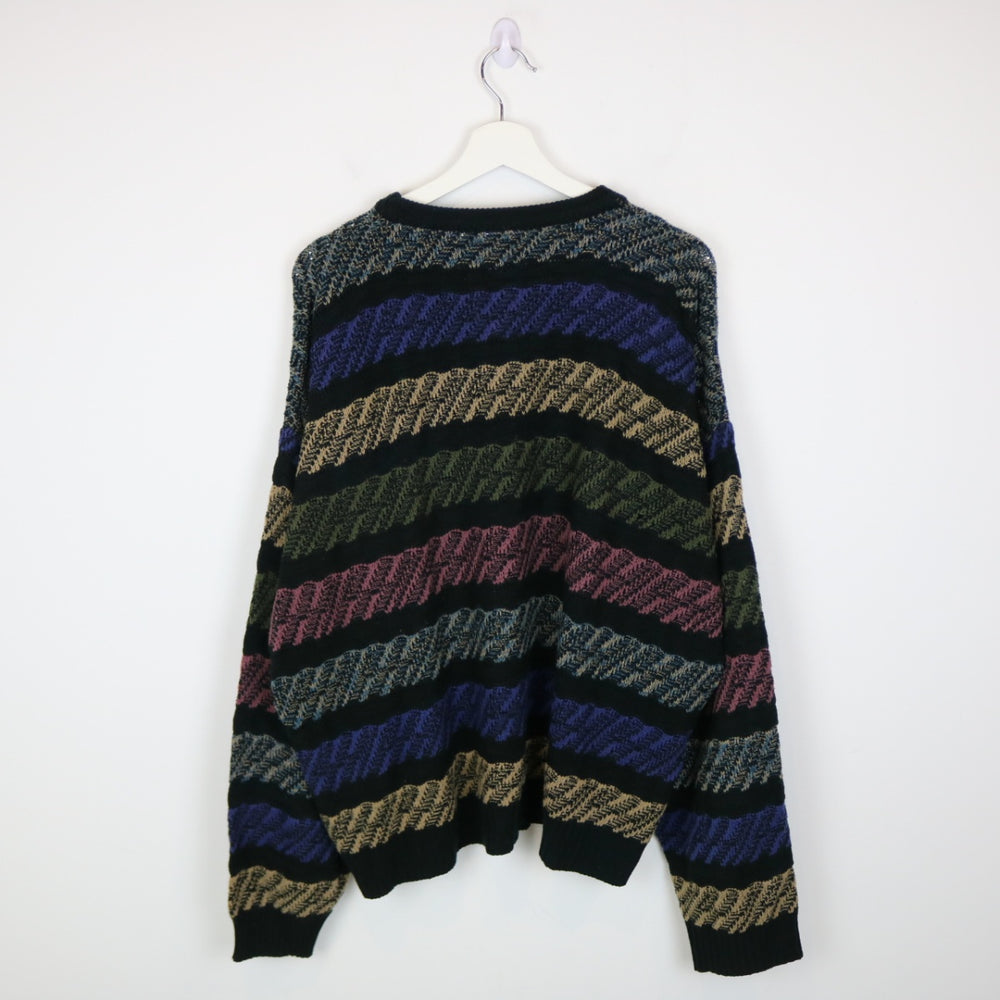 Vintage 90's Fine Line Patterned Knit Sweater - XL-NEWLIFE Clothing