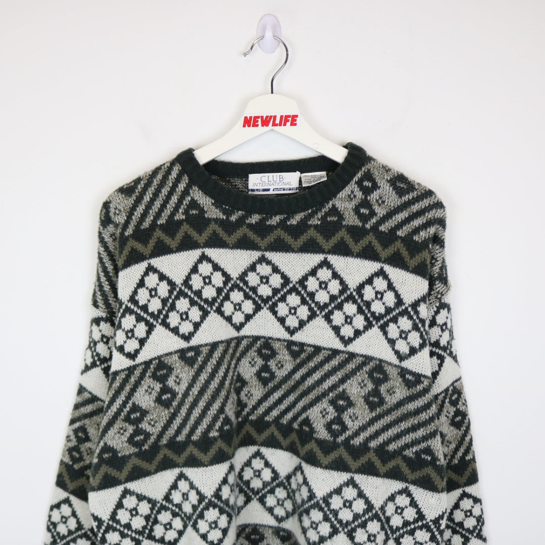 Vintage 80's Club International Patterned Knit Sweater - L-NEWLIFE Clothing