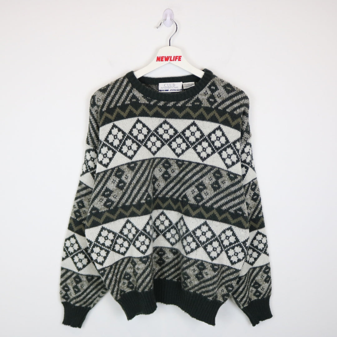 Vintage 80's Club International Patterned Knit Sweater - L-NEWLIFE Clothing