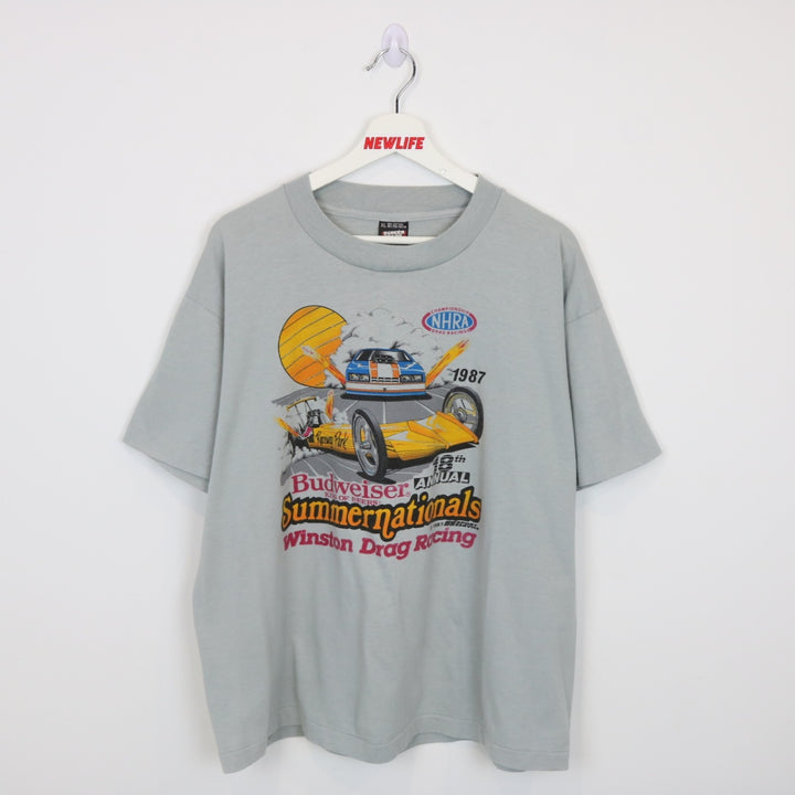 Vintage 1987 Budweiser Summer Nationals Drag Racing Tee - XL-NEWLIFE Clothing