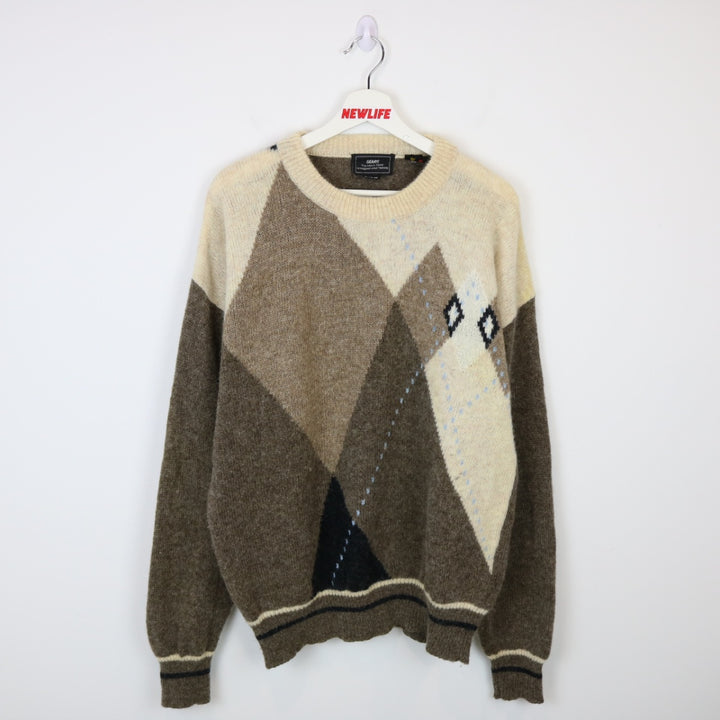 Vintage 80's Sears Patterned Wool Knit Sweater - L-NEWLIFE Clothing