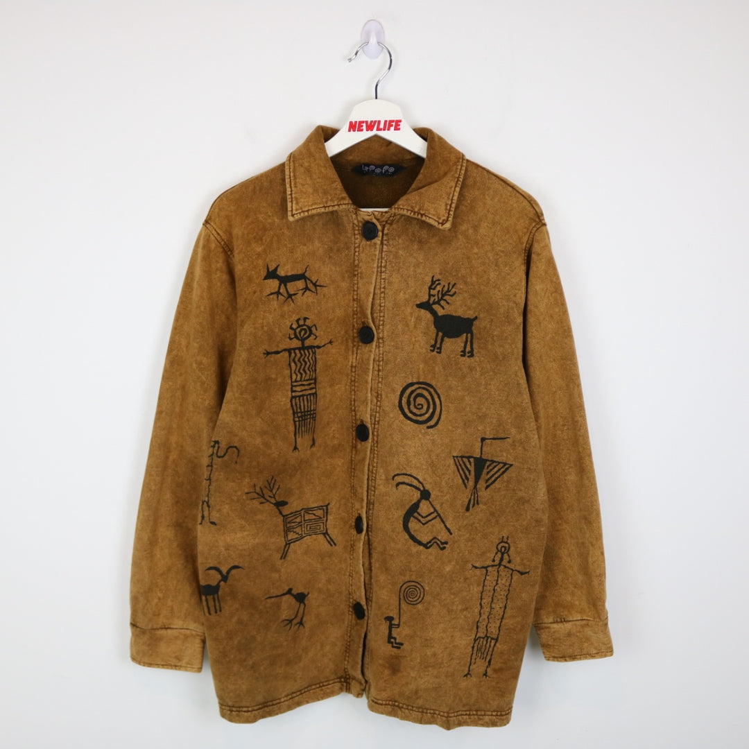Vintage Aztec Patterned Button Up Sweater - M-NEWLIFE Clothing