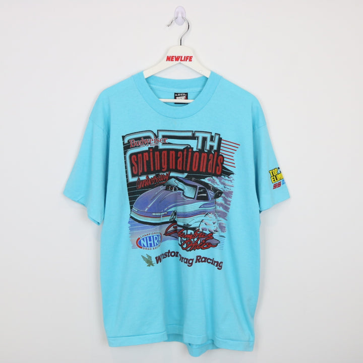 Vintage 1989 Budweiser Spring Nationals Drag Racing Tee - L-NEWLIFE Clothing