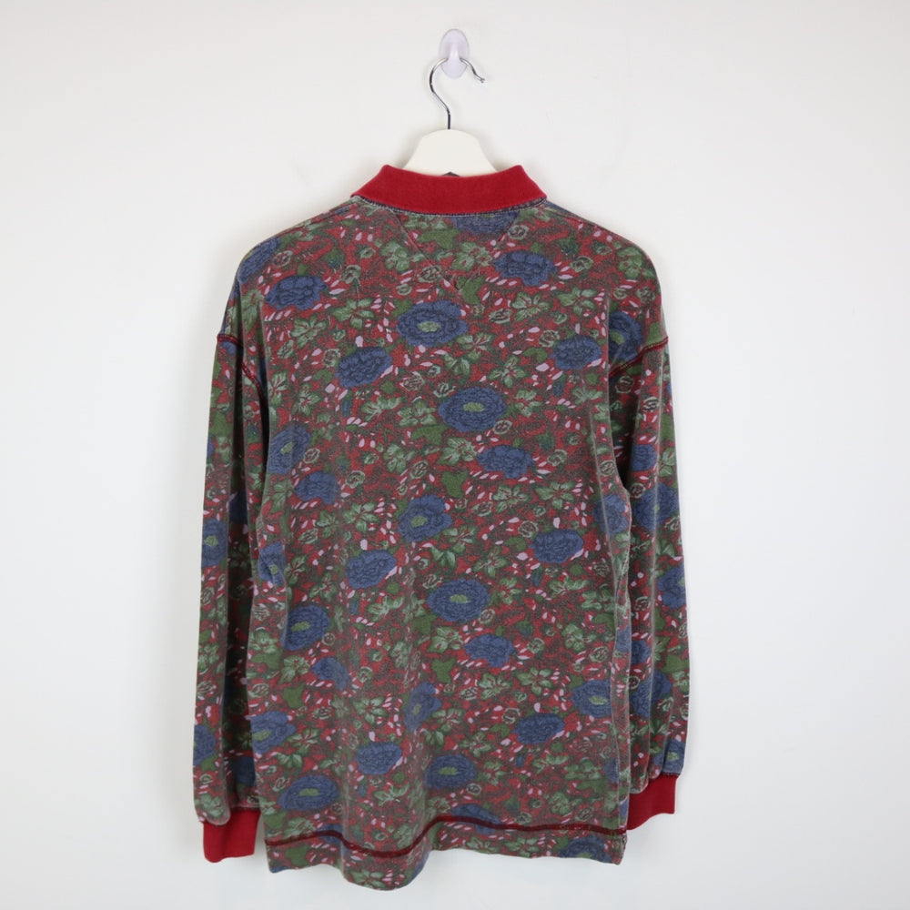 Vintage 90's Flower Patterned Long Sleeve Polo Shirt - S-NEWLIFE Clothing