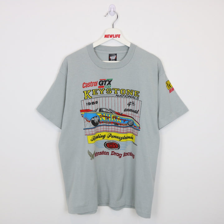 Vintage 1988 Keystone Nationals Pennsylvania Drag Racing Tee - L-NEWLIFE Clothing