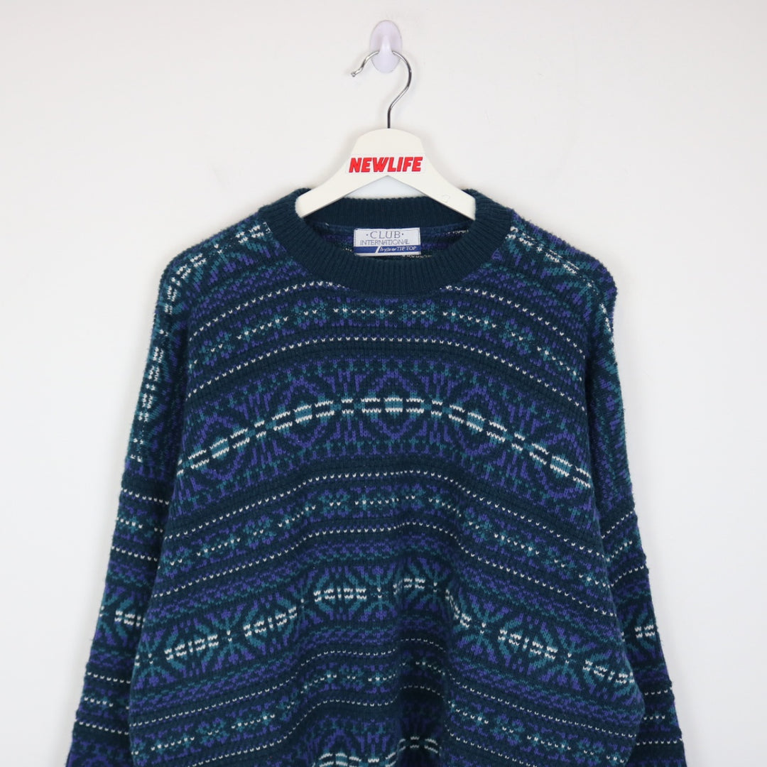 Vintage 90's Club International Patterned Knit Sweater - XL-NEWLIFE Clothing