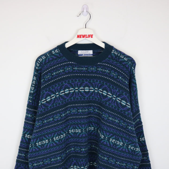 Vintage 90's Club International Patterned Knit Sweater - XL-NEWLIFE Clothing