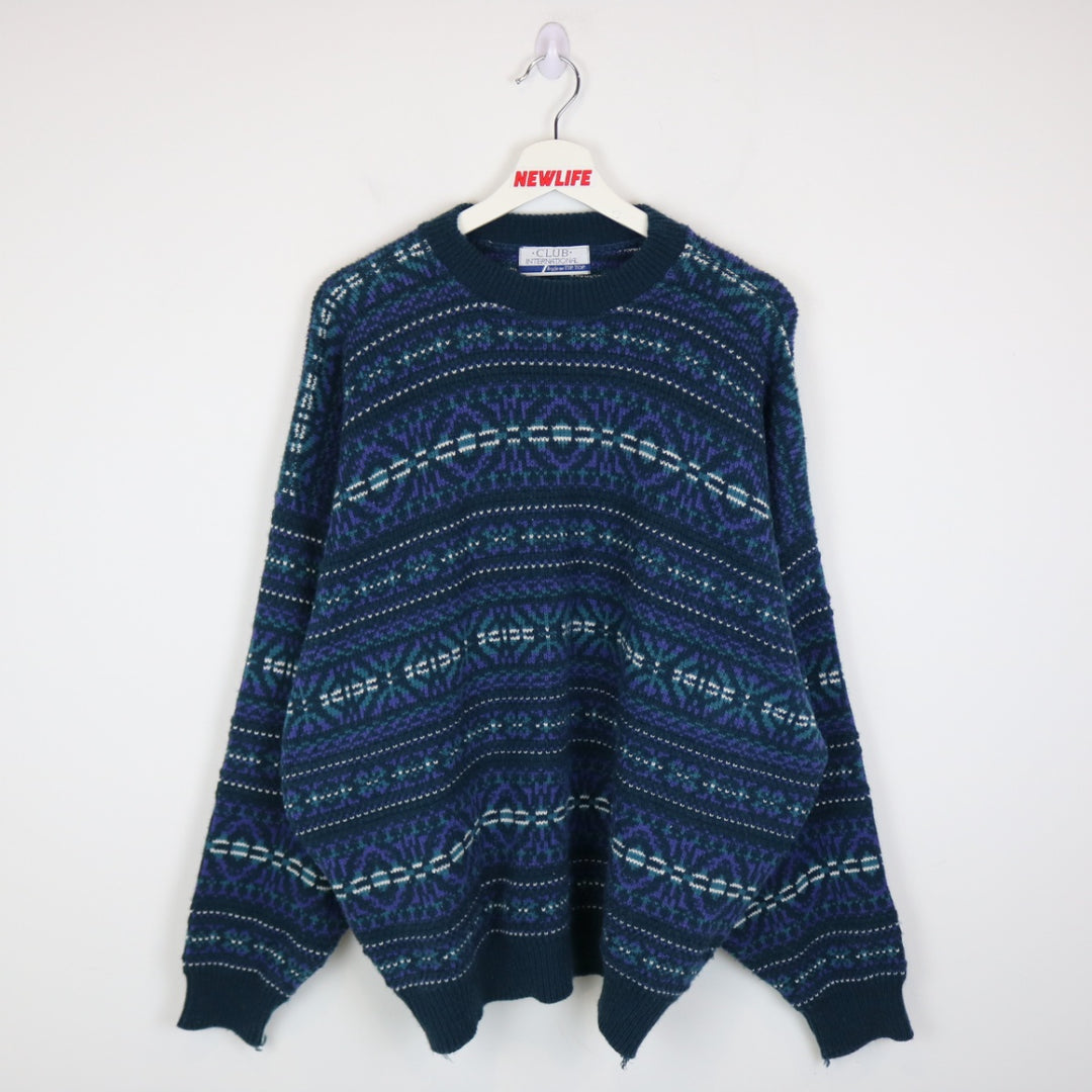 Vintage 90's Club International Patterned Knit Sweater - XL-NEWLIFE Clothing