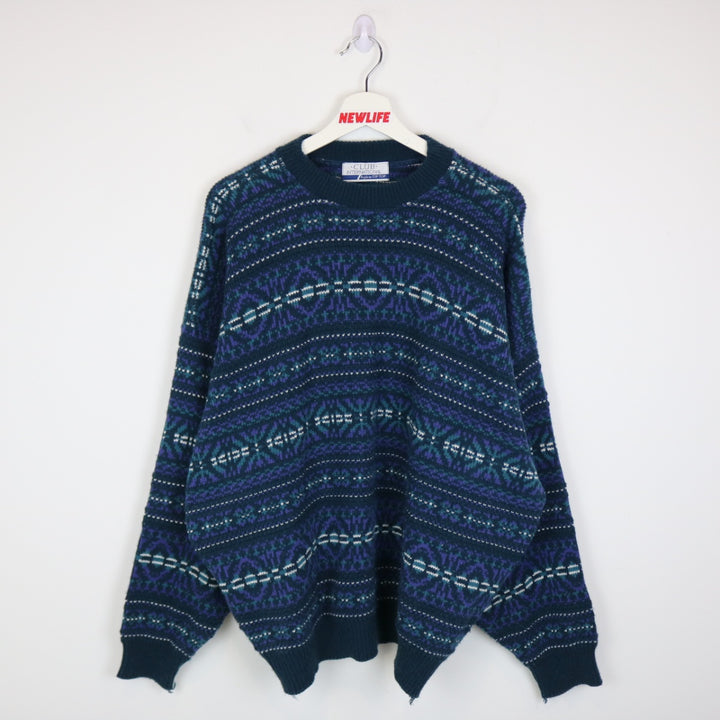 Vintage 90's Club International Patterned Knit Sweater - XL-NEWLIFE Clothing