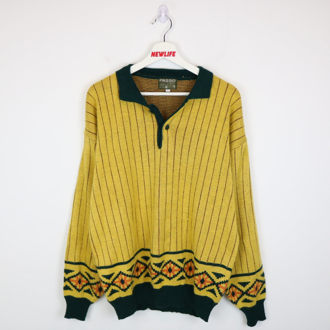Vintage 80's Passo Collared Knit Sweater - M-NEWLIFE Clothing