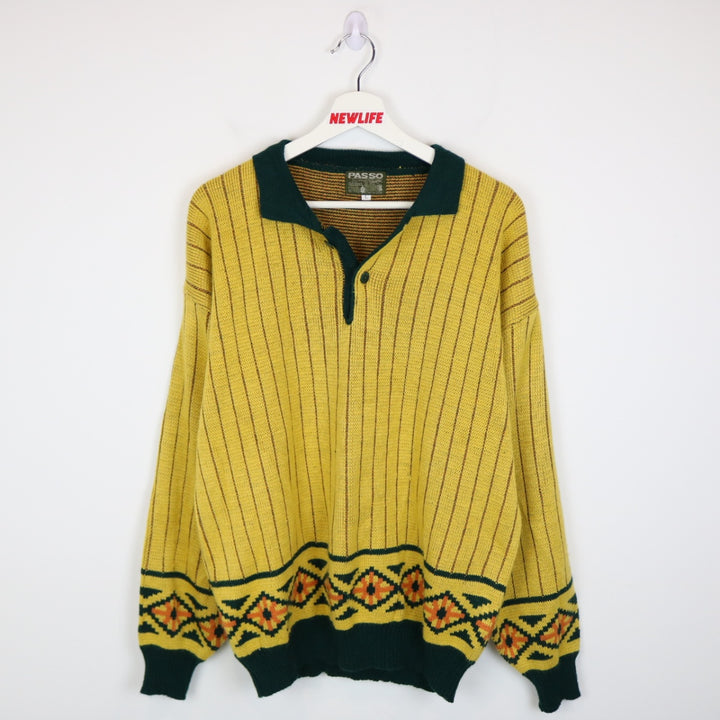 Vintage 80's Passo Collared Knit Sweater - M-NEWLIFE Clothing