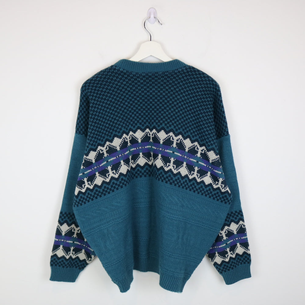 Vintage 80's Club International Patterned Knit Sweater - XL-NEWLIFE Clothing