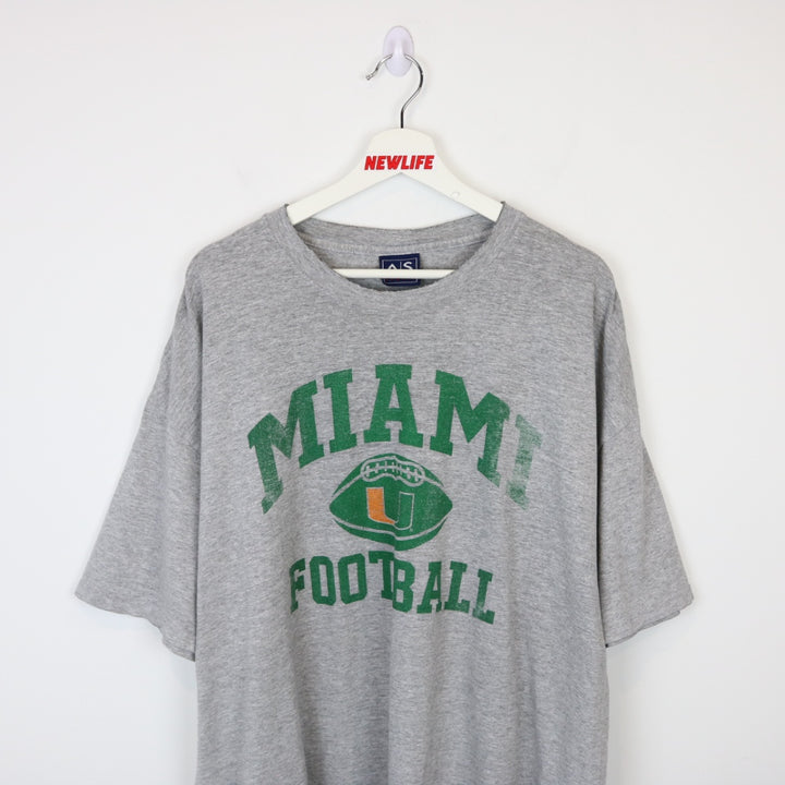 Vintage 90's University of Miami Football Tee - XXL-NEWLIFE Clothing