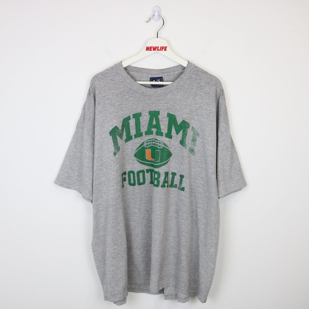 Vintage 90's University of Miami Football Tee - XXL-NEWLIFE Clothing