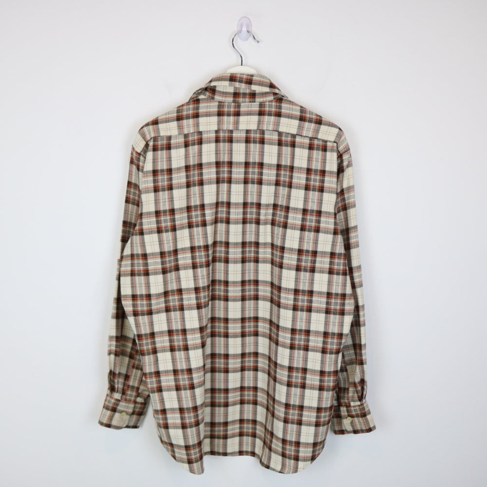 Vintage 80's Red Horse Plaid Flannel Button Up - L-NEWLIFE Clothing