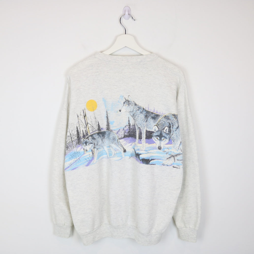 Vintage 80's Castlegar BC Wolf Nature Crewneck - M/L-NEWLIFE Clothing