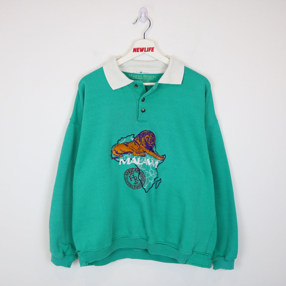 Vintage 00's Harry Rosen African Nature Collared Crewneck - L-NEWLIFE Clothing