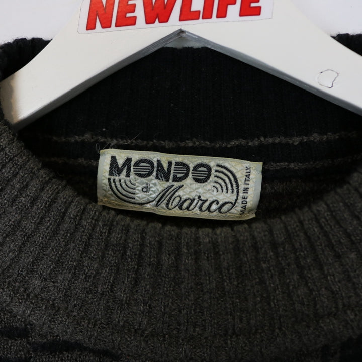 Vintage 80's Mondo di Marco Patterned Wool Knit Sweater - M-NEWLIFE Clothing
