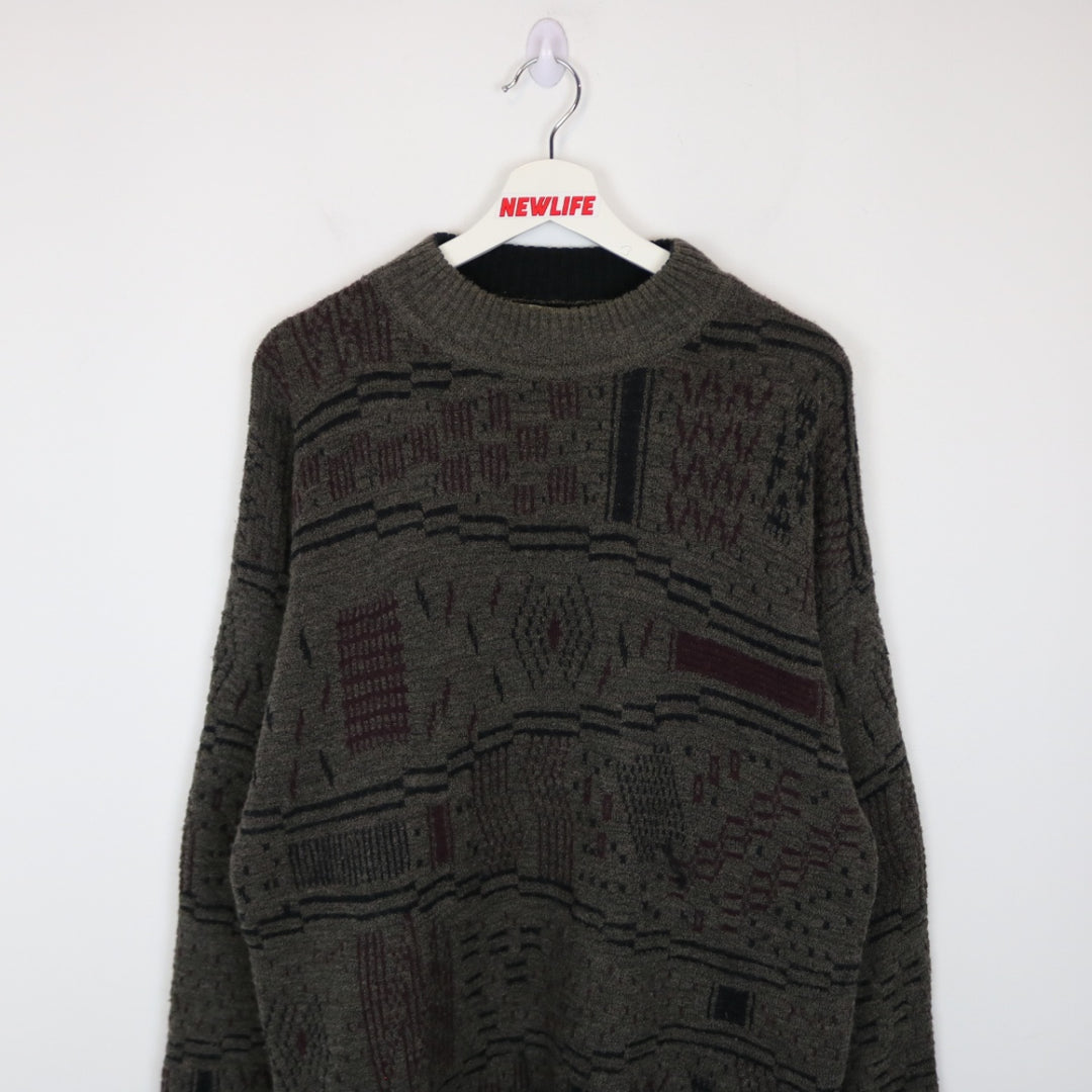 Vintage 80's Mondo di Marco Patterned Wool Knit Sweater - M-NEWLIFE Clothing