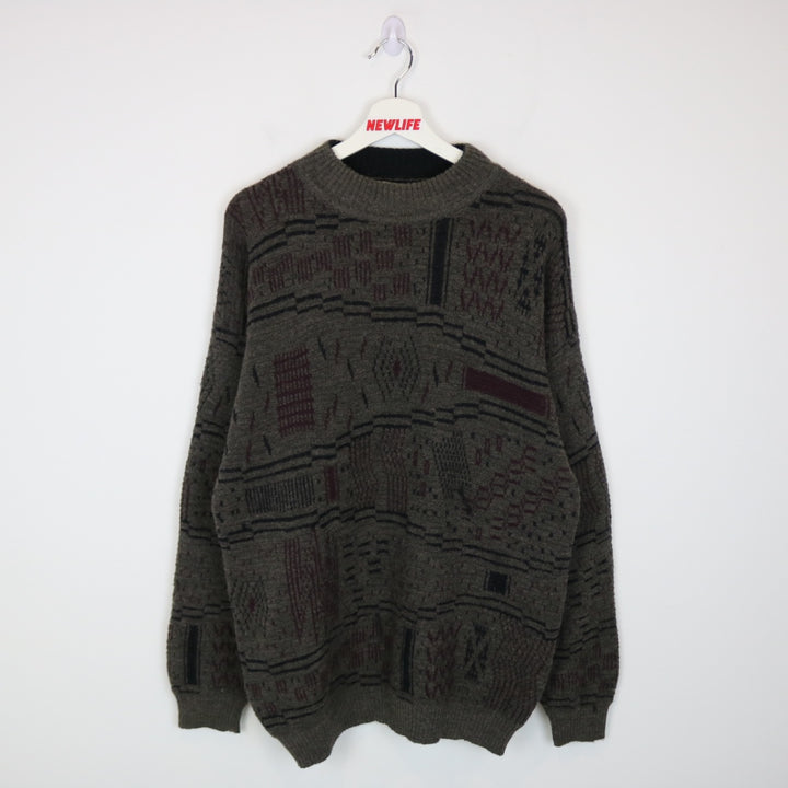 Vintage 80's Mondo di Marco Patterned Wool Knit Sweater - M-NEWLIFE Clothing