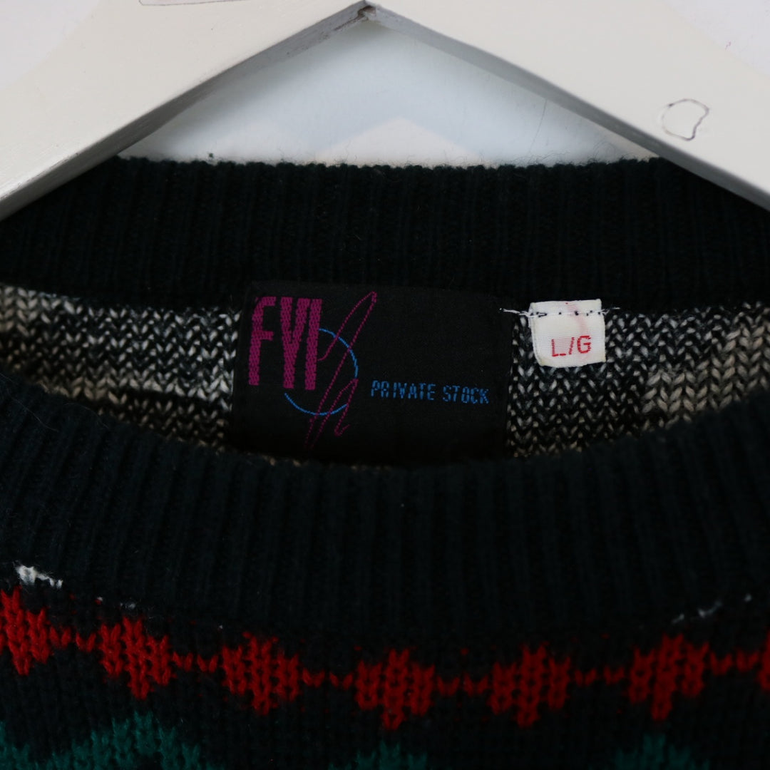 Vintage 80's FYI Patterned Knit Sweater - M-NEWLIFE Clothing