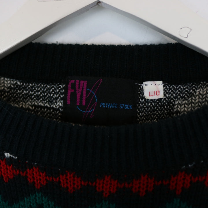 Vintage 80's FYI Patterned Knit Sweater - M-NEWLIFE Clothing