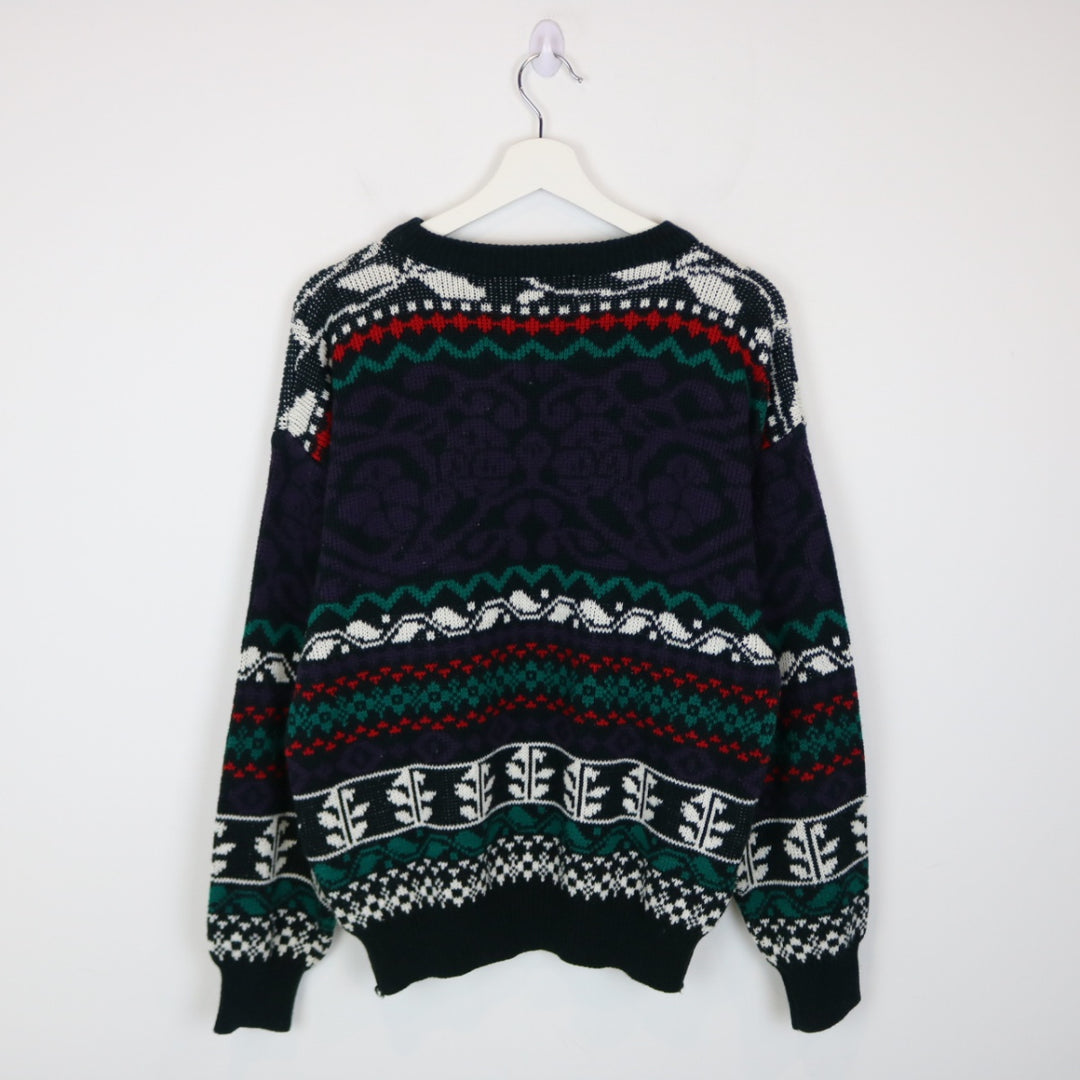 Vintage 80's FYI Patterned Knit Sweater - M-NEWLIFE Clothing
