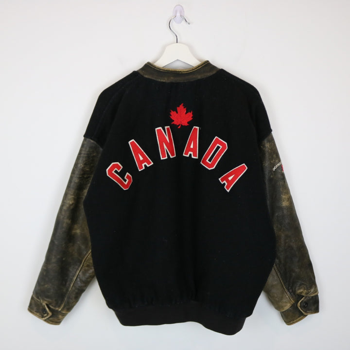 Vintage 90's Canada Leather Varsity Jacket - L-NEWLIFE Clothing