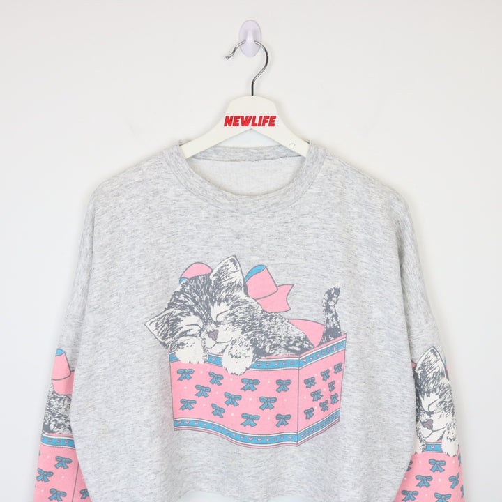 Vintage 80's Kitten Nature Cropped Crewneck - L-NEWLIFE Clothing