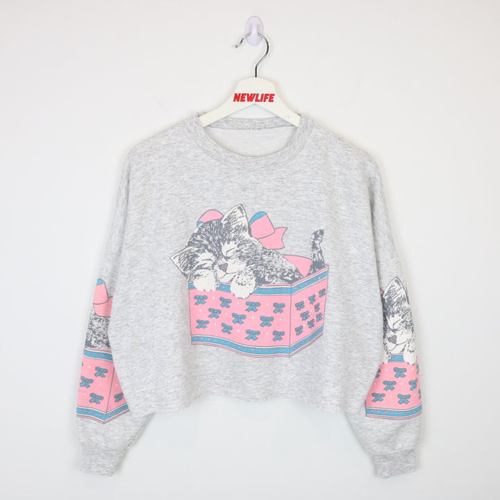 Vintage 80's Kitten Nature Cropped Crewneck - L-NEWLIFE Clothing