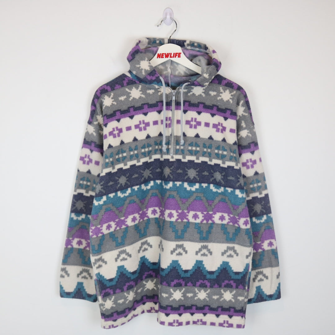 Vintage 90's Cypress Patterned Fleece Quarter Zip Hoodie - M-NEWLIFE Clothing