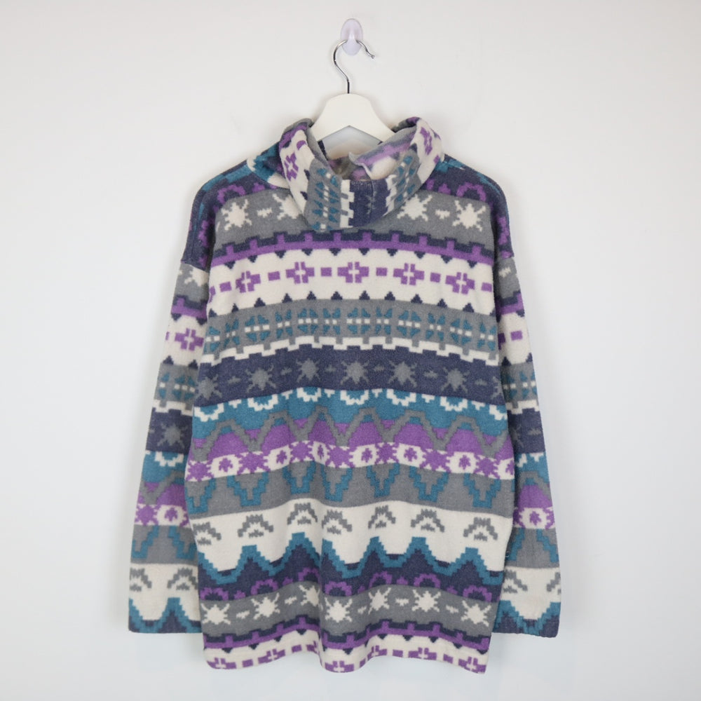 Vintage 90's Cypress Patterned Fleece Quarter Zip Hoodie - M-NEWLIFE Clothing