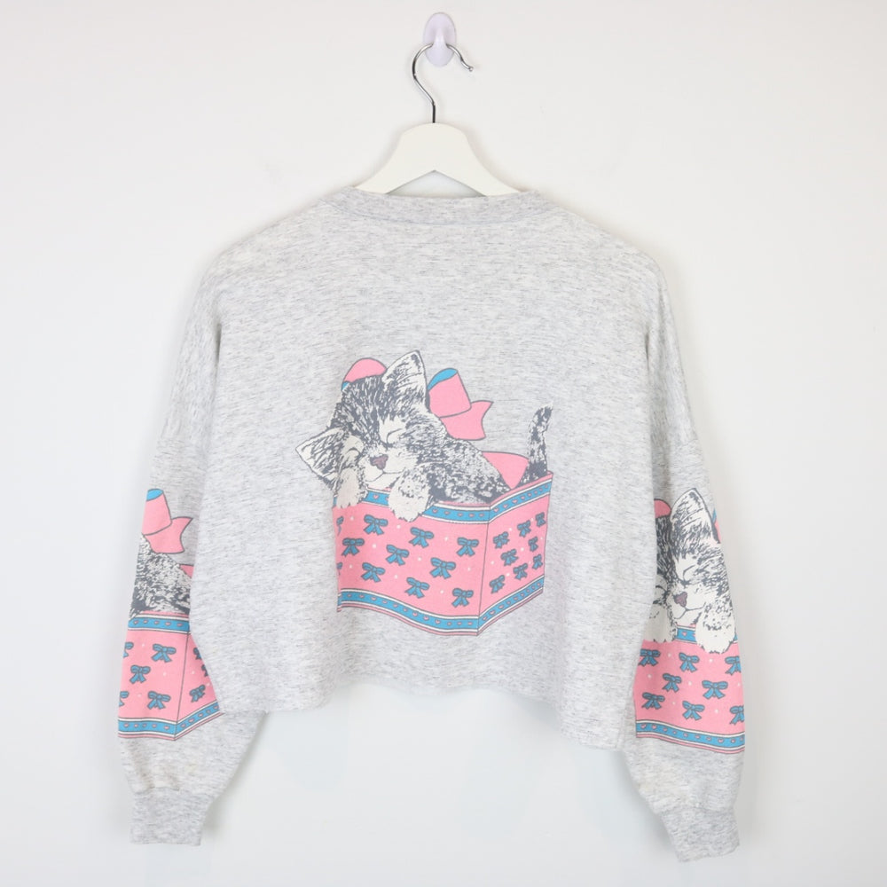 Vintage 80's Kitten Nature Cropped Crewneck - L-NEWLIFE Clothing