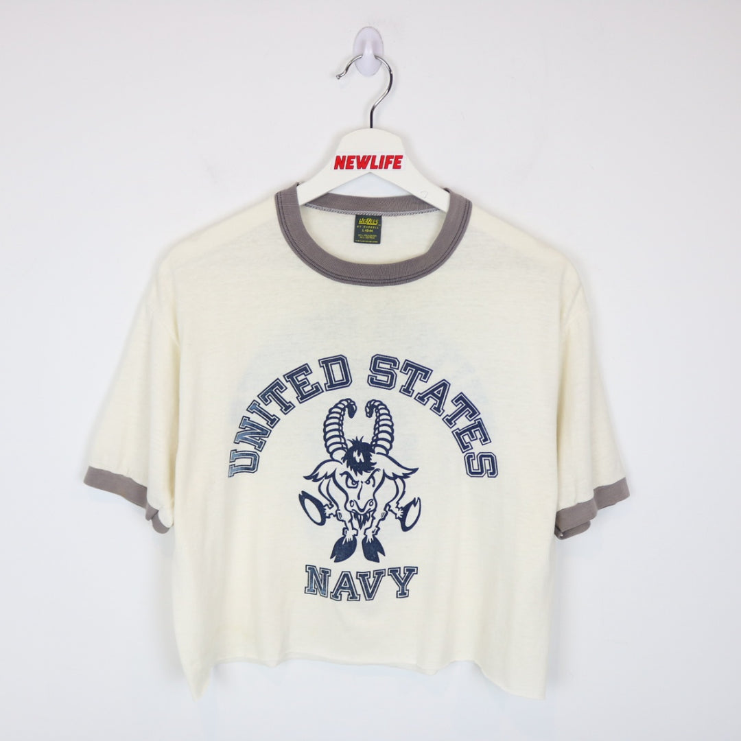 Vintage 70's United States Navy Ringer Tee - M-NEWLIFE Clothing