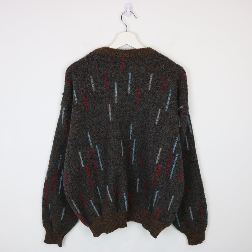 Vintage 80's Stripe Patterned Knit Sweater - L-NEWLIFE Clothing