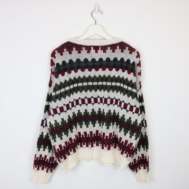 Vintage 80's Perspective Patterned Knit Sweater - L-NEWLIFE Clothing