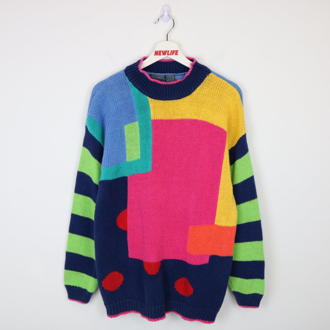 Vintage 90's Liz Wear Color Blocked Knit Sweater - S-NEWLIFE Clothing