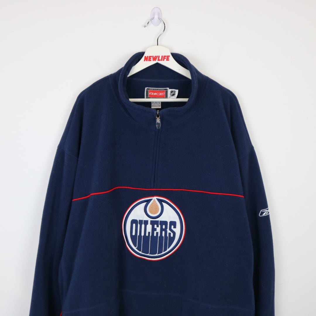 Vintage 00's Edmonton Oilers Quarter Zip Fleece Sweater - 4XL-NEWLIFE Clothing