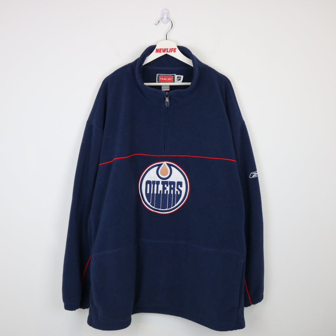 Vintage 00's Edmonton Oilers Quarter Zip Fleece Sweater - 4XL-NEWLIFE Clothing