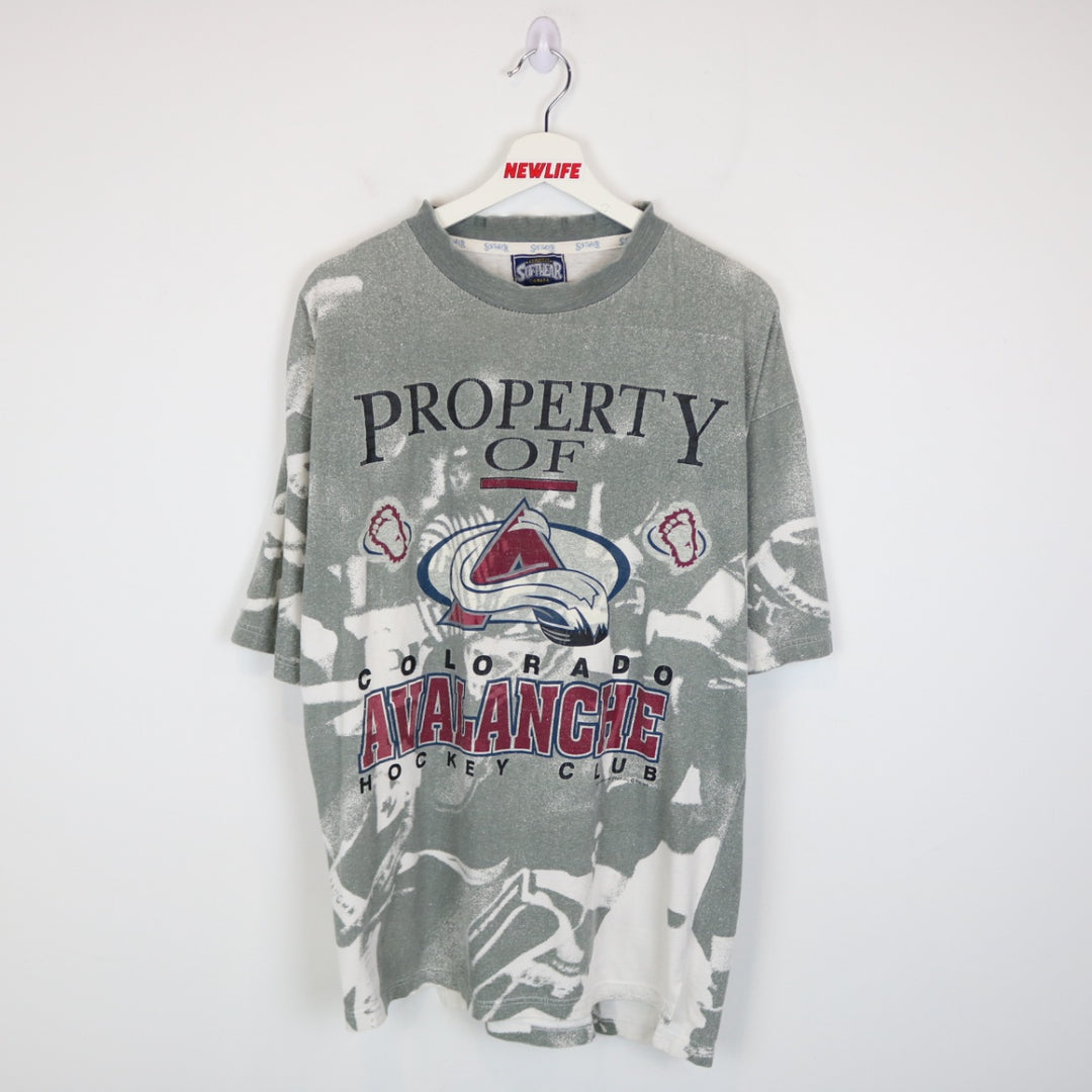 Vintage 1995 Colorado Avalanche AOP NHL Tee - M-NEWLIFE Clothing