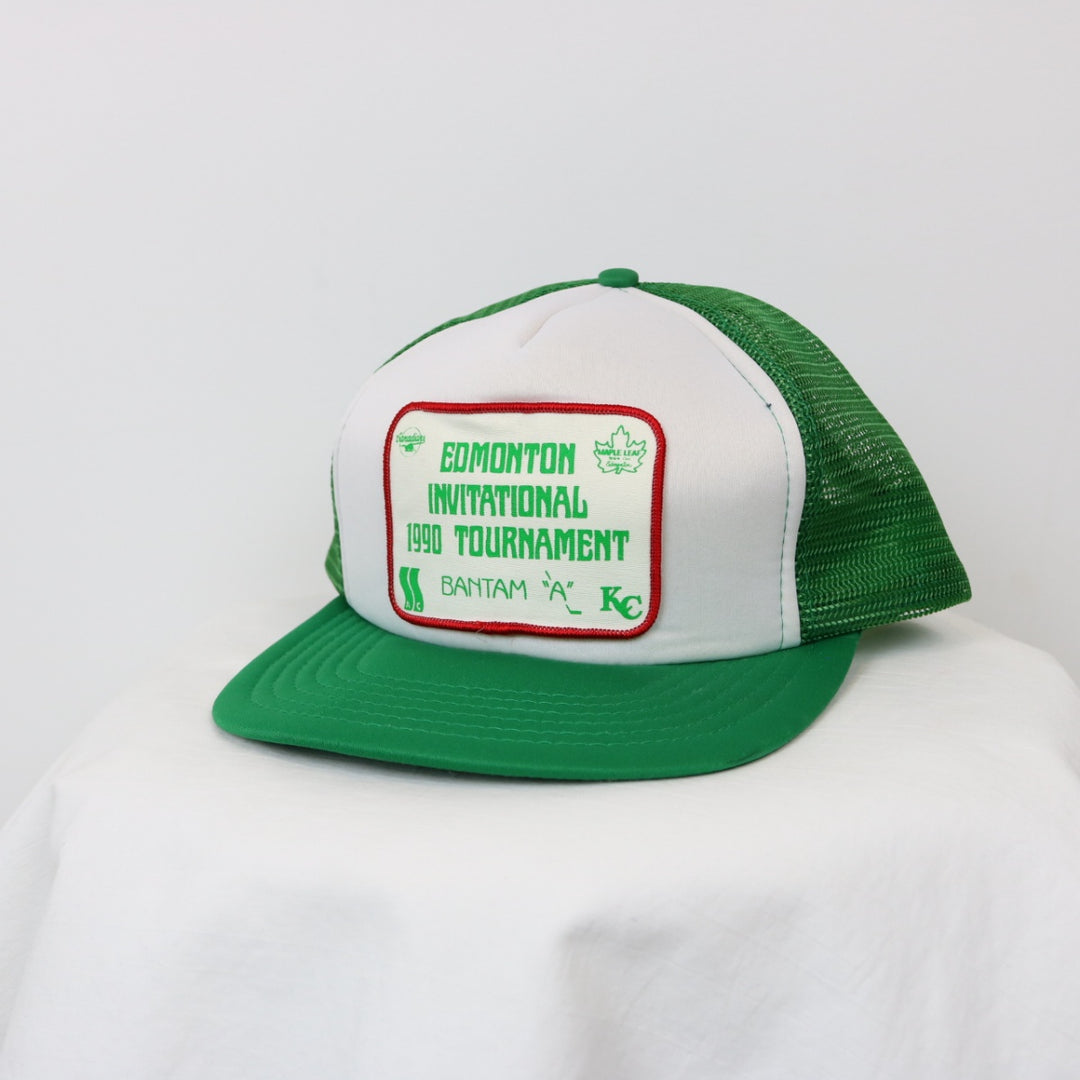 Vintage 1990 Invitational Hockey Tournament Trucker Hat - OS-NEWLIFE Clothing