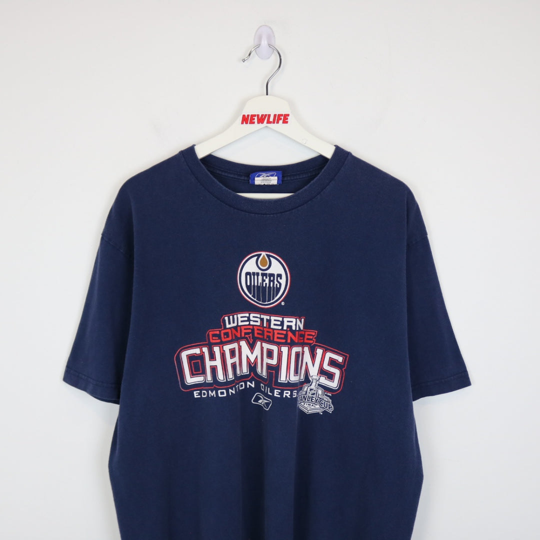 Vintage 2006 Edmonton Oilers Western Conference Champions Tee - XL-NEWLIFE Clothing