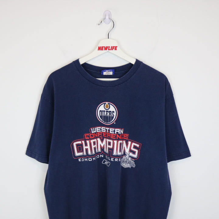 Vintage 2006 Edmonton Oilers Western Conference Champions Tee - XL-NEWLIFE Clothing