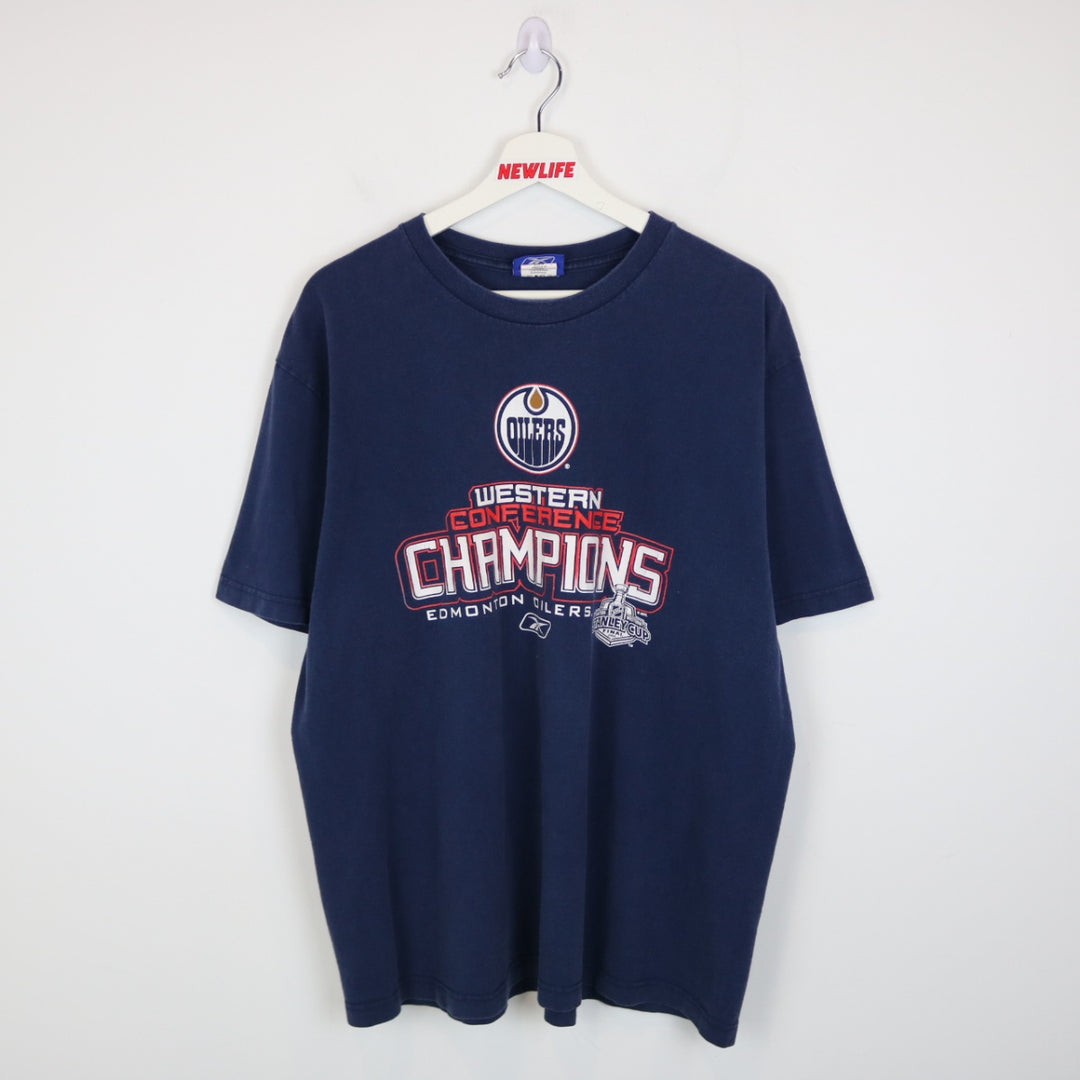 Vintage 2006 Edmonton Oilers Western Conference Champions Tee - XL-NEWLIFE Clothing
